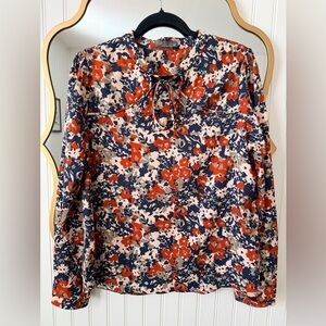 Prana Red and Blue Floral Blouse